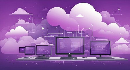 purple theme cloud computing infrastructure concept te technology abstract background with copy space