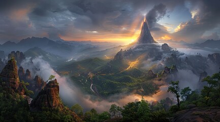 Wall Mural - sunrise in the mountains