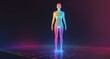 © sevenSkies - colorful hologram human body projection grid technolog technology abstract background with copy space