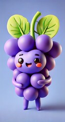 Wall Mural - 3D character of a cute grapes