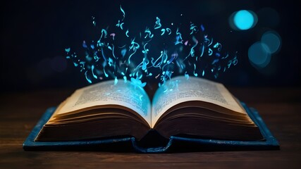 open book with glowing lights