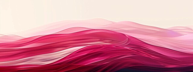 Wall Mural - Waves in japanese art style, palette shades of crimson and light pink