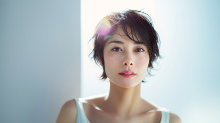 Aufkleber - 美肌で綺麗なアジア人女性モデルの美容ポートレート