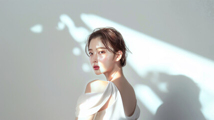 Aufkleber - 美肌で綺麗なアジア人女性モデルの美容ポートレート