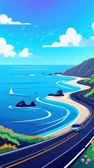 Poster - Coastal Drive with a View