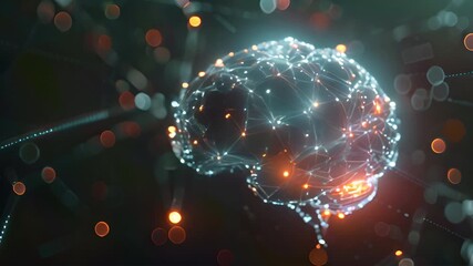 Wall Mural - digital brain big data on black background