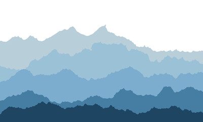 Wall Mural - Minimalistic mountain landscape. Abstract blue hills or rocks. Panoramic view nature background