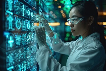 medicine of the future concept. asian doctors use artificial intelligence in work.