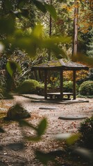 Poster - Serene Gazebo in a Tranquil Forest Garden