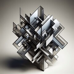 Poster - Modern Cubism Sculpture This avant garde sculpture comprises abs