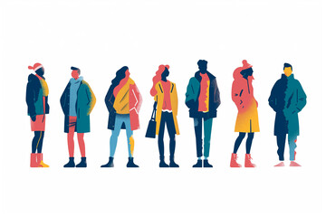 Colorful people silhouettes on white background