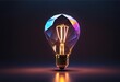 © Ahsan - Innovation technology featuring a holographic, glowing low-polygonal light bulb on a dark background. Advanced tech concept with futuristic illumination
