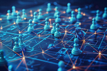 Poster - Chess Pieces on a Network Board.