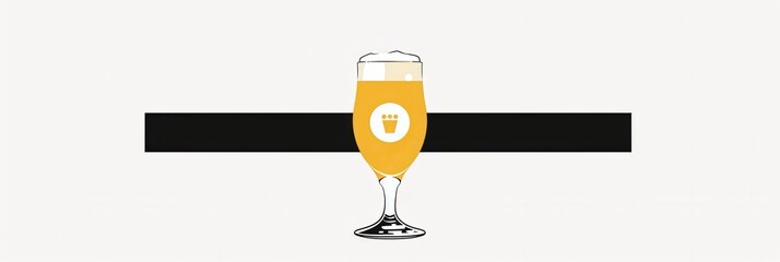 Aufkleber - A simple logo of a beer glass with beer inside, with a black horizontal line below it. The logo is on a white background. Generative AI