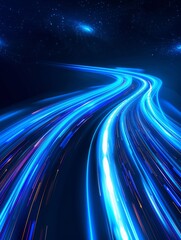 Canvas Print - A futuristic illustration of blue speed lines on a neon abstract background.
