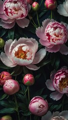 Wall Mural - Floral abstract wallpaper featuring peony flowers