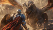 © Trendy Graphics - An epic battle of a knight and dragon, movie scene style