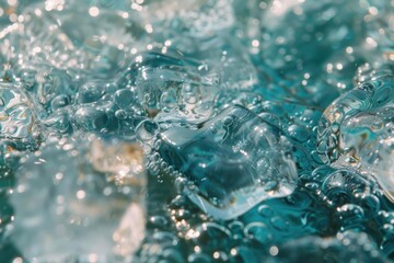 Wall Mural - Closeup of Ice Cubes and Water Droplets