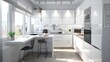 © Adnan saheem - bright and modern kitchen with a section cleverly designed as a home office, featuring integrated technology and sleek surfaces