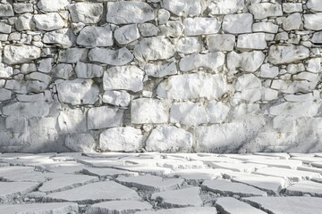 Wall Mural - 3d rendering architectural background white background stone old texture wall conceptual background - generative ai