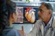 © siripimon2525 - Close-up of a healthcare professional explaining heart disease diagnosis to a patient, hyper-realistic, high detail, photorealistic,