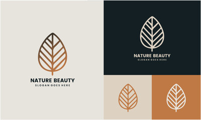 Wall Mural - Leaf with Nature beauty logo design template. Vector illustration EPS10.