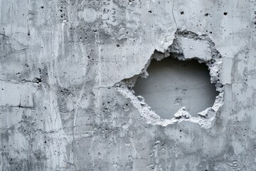 Wall Mural - A grey concrete wall with a hole in it - generative ai