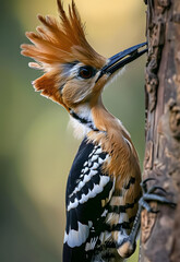 Wall Mural - Eurasian hoopoe bird feeding juvenile ( Upupa epops )