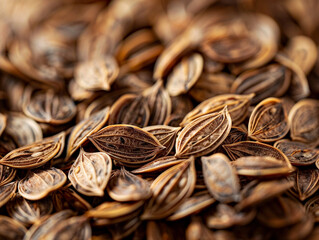 Sticker - Close Up of Dried Lovage Seeds Arranged in a Pile