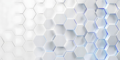 Canvas Print - Abstract embossed hexagon, honeycomb white background. light and shadow. Vector. White presentation background