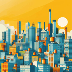 Wall Mural - Digital metropolis cutting-edge architectural styles flat design illustration