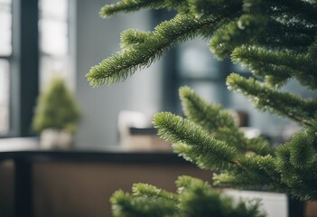 Wall Mural - chair background desk bush blurred tree design evergreen furniture office computer business spring