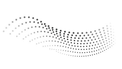 Dotted halftone wave. Abstract liquid shape, wave effect dotted gradient texture wave isolated vector symbol. Halftone graphic dots wave. Wave dotted halftone, creative shape abstract
