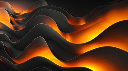 Black and orange wavy shapes in abstract background, evoking depth and movement