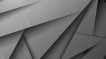 Wall Mural - Abstract geometric background with sharp, overlapping gray planes and light gradients creating a 3D effect.