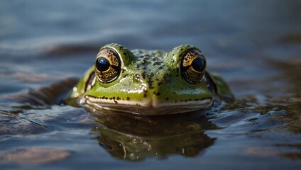 Frog's head peeking out from water