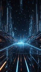 Wall Mural - Futuristic 3D wallpaper with glowing space particles and sci-fi elements