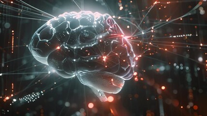 Wall Mural - digital background or science concept,digital brain big data. flying inside on black background.