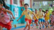 © Happy Images 4U - Asian Kids Playing Indoors During School Physical Education