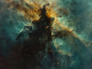 Wall Mural - Enigmatic Cone Nebula Centered on a Dark Cerulean Background: Starry Spectacle