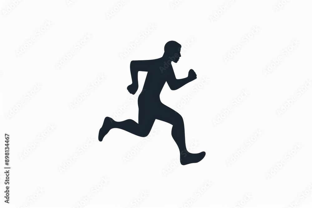 This image depicts a stylized silhouette of a person running, captured in mid-stride. The image emphasizes movement, energy, and an active lifestyle.