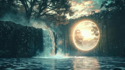 Wall Mural - Waterfall at Night