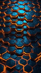 Poster - Futuristic hexagon pattern with glowing, glossy texture background for wallpaper