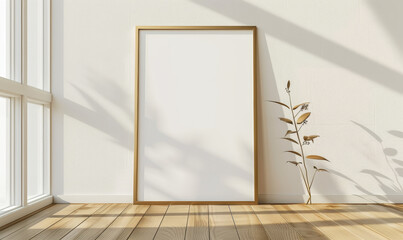 Sticker - Minimalist interior design with blank picture frame and plant