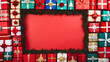 © Hq Visual Studio - Merry Christmas red template with copy space area, festive background, Christmas gifts concept