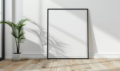 Poster - Minimalist interior with a blank photo frame and a plant