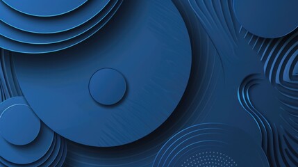 Sticker - Blue Abstract Pattern with Circles and Waves