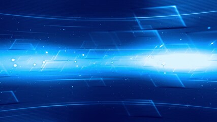 Wall Mural - 3 d virtual studio, news studio background abstract blue glass mosaic tunnel loop animation backgrou