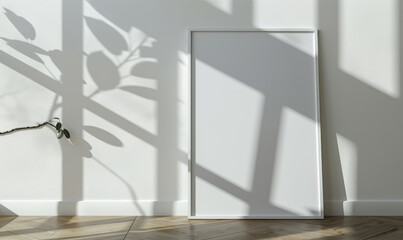 Sticker - Minimalist still life with shadows and blank frame mockup