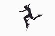 © ChaoticMind - Dynamic silhouette of a figure skater captured mid-leap, portraying the athleticism, artistry, and elegance involved in figure skating performances on ice.